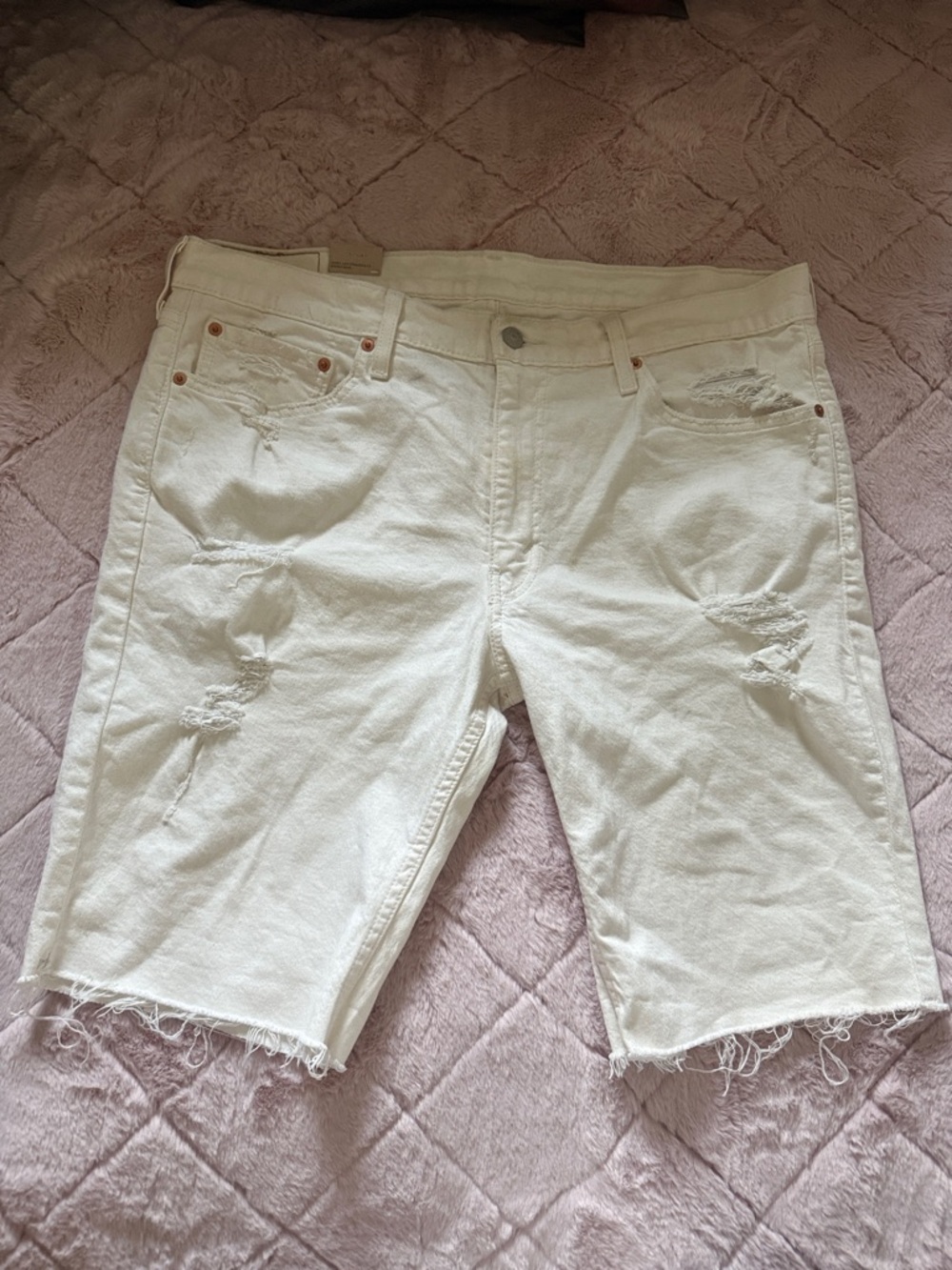 Levi's White Distressed Jean Shorts